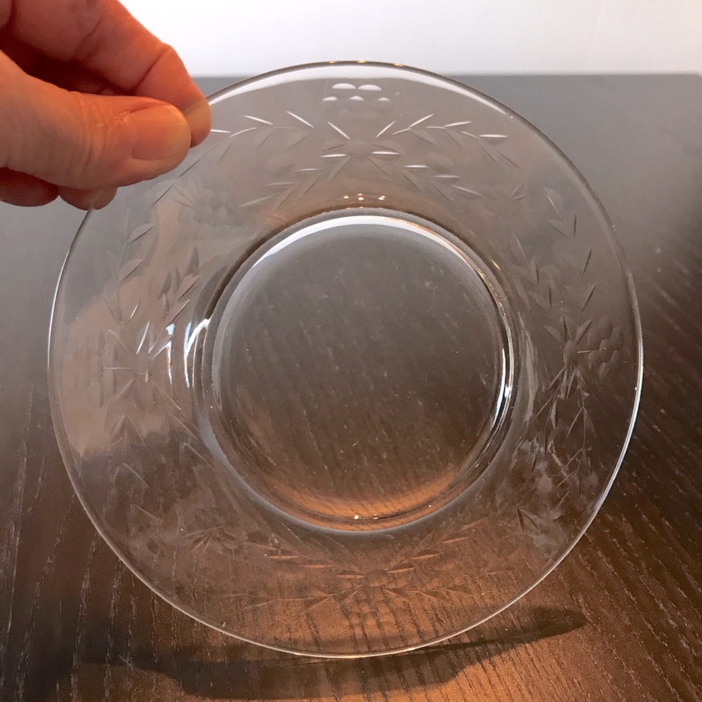 Vintage Etched Glass Plate